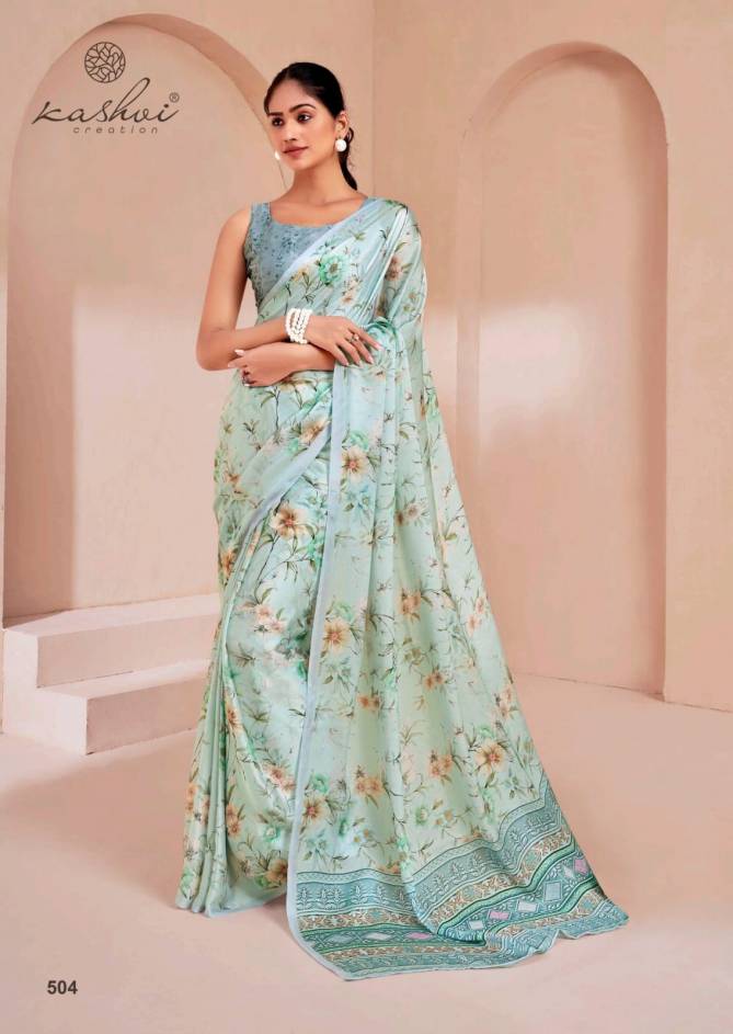 Floral Vol 5 By Kashvi Georgette Satin Georgette Printed Sarees Wholesale Shop In Surat